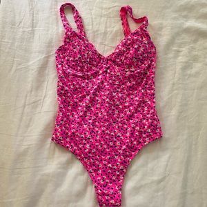 Zara pink floral one piece swim suit